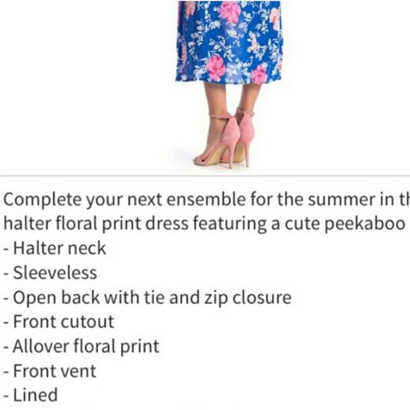 NWOT WAYF Ucca blue floral halter sleeveless backless midi dress size Large - Picture 11 of 11